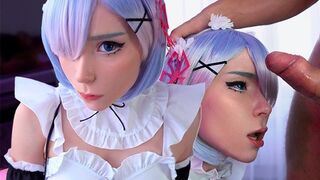 Kawaii Maid Cosplay Gives Deepthroat Boss Dick to Cum In Mouth POV