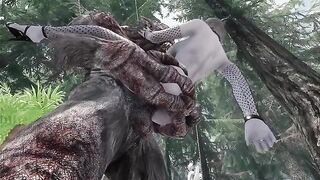 A sexy Dark Elf is getting fucked by a huge Troll cock