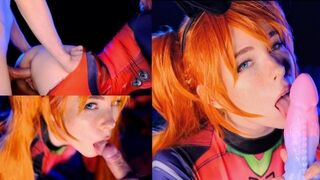 Asuka Langley-Short-haired beauty with a stunning bubble butt - Hot cosplay action