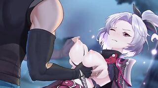 A sexy girl assassin is fucking with a man’s cock