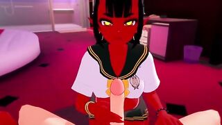 Hot succubus fucks with the player in first person view