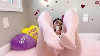Violet Myers, the real-life hentai girl, indulges in solo pleasure on Valentine's Day