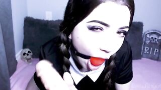 Wednesday Addams gets her pussy filled with cum by a horny camgirl