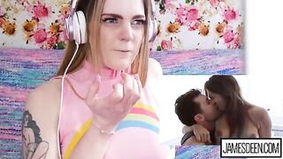 Carly Rae Summers reacts to a wild James Deen vs Sara Luvv compilation