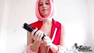 Sakura teaches you how to masturbate like a pro with her commanding presence, drawing from her iconic Naruto persona where she often takes charge with her fierce determination and seductive charm