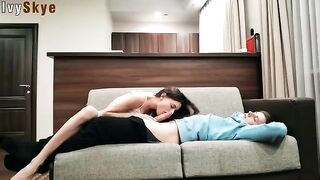 Girlfriend's dick is so fucking huge, I woke up and had to fuck!