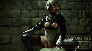 Nier Automata 2B sex compilation with sound, featuring intense 3D action