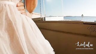 An adventurous couple has sex on an abandoned beach bar with no one around