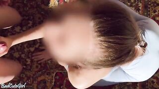 A cute girl fucked in yoga pants and got cum on her face