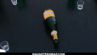 Spin the bottle game turns into hardcore foursome sex with stepdads and slutty stepdaughters