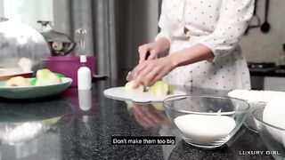 Luxury Girl prepares and serves a hot American Pie