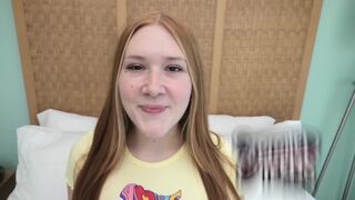 Redhead girl with freckles gets her pussy filled with sticky sperm