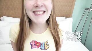Redhead girl with freckles gets her pussy filled with sticky sperm