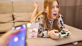 The man finished with Lovense, then the girl was fucked in the mouth Kisankanna