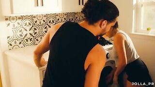 The husband helped with the laundry and received passionate sex in return