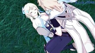 Aether fucks hot Lumine in the meadow under stars - Genshin Impact Hentai