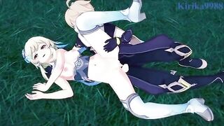 Aether fucks hot Lumine in the meadow under stars - Genshin Impact Hentai