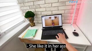 A stepmom caught her stepson jerking off with intimate photos of her