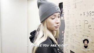 A blonde woman fucks with her neighbor while her husband is watching
