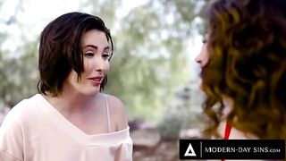 Casey Calvert and Arabelle Raphael share boyfriend's cock in a threesome