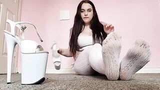 White tights and pleasers foot worship with exclusive content