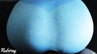 Babe fucked on the couch in her ripped yoga pants before cumming