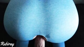 Babe fucked on the couch in her ripped yoga pants before cumming