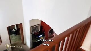 She was fucked by her stepbrother during a family conversation, in secret