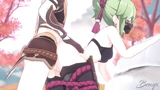 Kuki Shinobu gets her pussy railed by a Genshin Impact dude in 3D anime