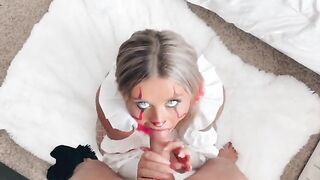 Littlebuffbabe sucked my dick before the Halloween party, what a crazy bitch!