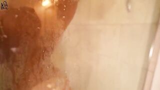 Young girl has sex with a big dildo in the shower