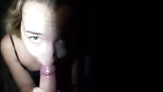 Cutie Mona Blue gets her throat filled with cum in public