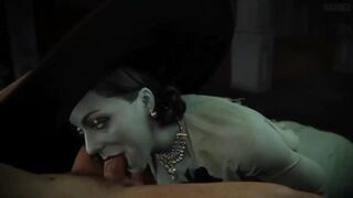 The Evil Dimitrescu Lady is doing blowjobs with her mouth - Blender