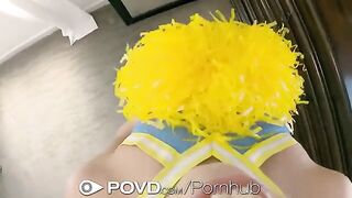 The cheerleader got her face covered with cum in a hot POV scene