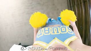The cheerleader got her face covered with cum in a hot POV scene
