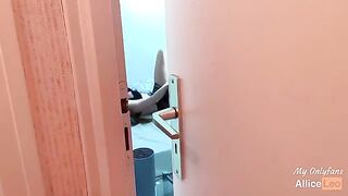 I spy on my half-sister as she rubs herself, then I offer her my cock and she accepts!