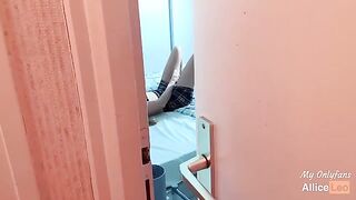 I spy on my half-sister as she rubs herself, then I offer her my cock and she accepts!