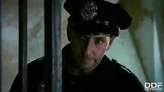 Hot FFM threesome with Rosella Visconti and Kathia Nobili in a police station scene