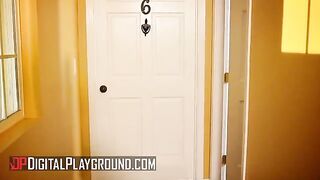 Scarlet Red and Clover fucked hard while their neighbor masturbated