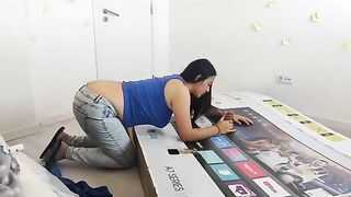 Fucking through a hole in the box, she didn’t notice
