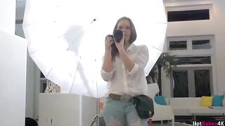 The photographer fucked in the mouth by two young girls in a steamy scene