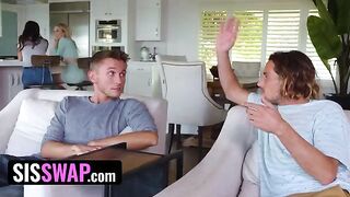 Two lusty chicks fucked by their stepbrothers in a steamy sisswap scene