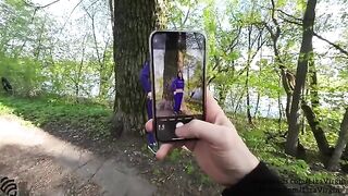 A man came to the woods and a girl sucked his dick public