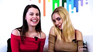 Two cute girls shared a big cock in an intense threesome with Nico Nice