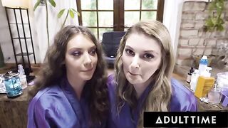 A hair stylist will please you with a lesbian sex right in the chair - POV