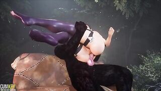 Busty woman mates with a werewolf in this 3D animated porn