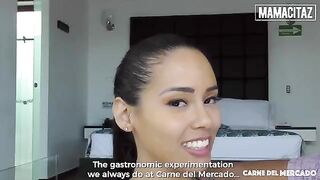 Skinny brunette Andreina De Luxe shakes big ass on a huge cock
