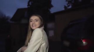 Public Agent Alba Lala exposes her small tits for cash