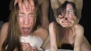 Petite college girl gets fucked hard in a rough session by a big dick