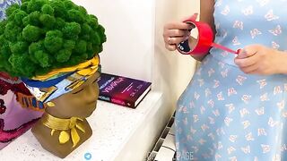Tape her mouth up, she must not be offended. The stepson fucked his stepmom without a condom